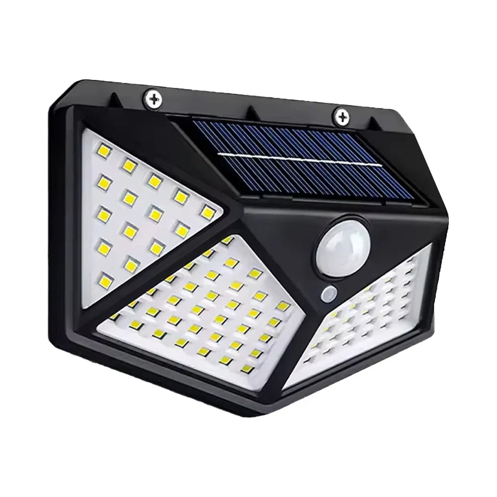 Solar Buitenwandlamp met Bewegingssensor IP65 Waterdicht 100 LED Tuinverlichting Energie-efficiënt Buiten | Sulvida