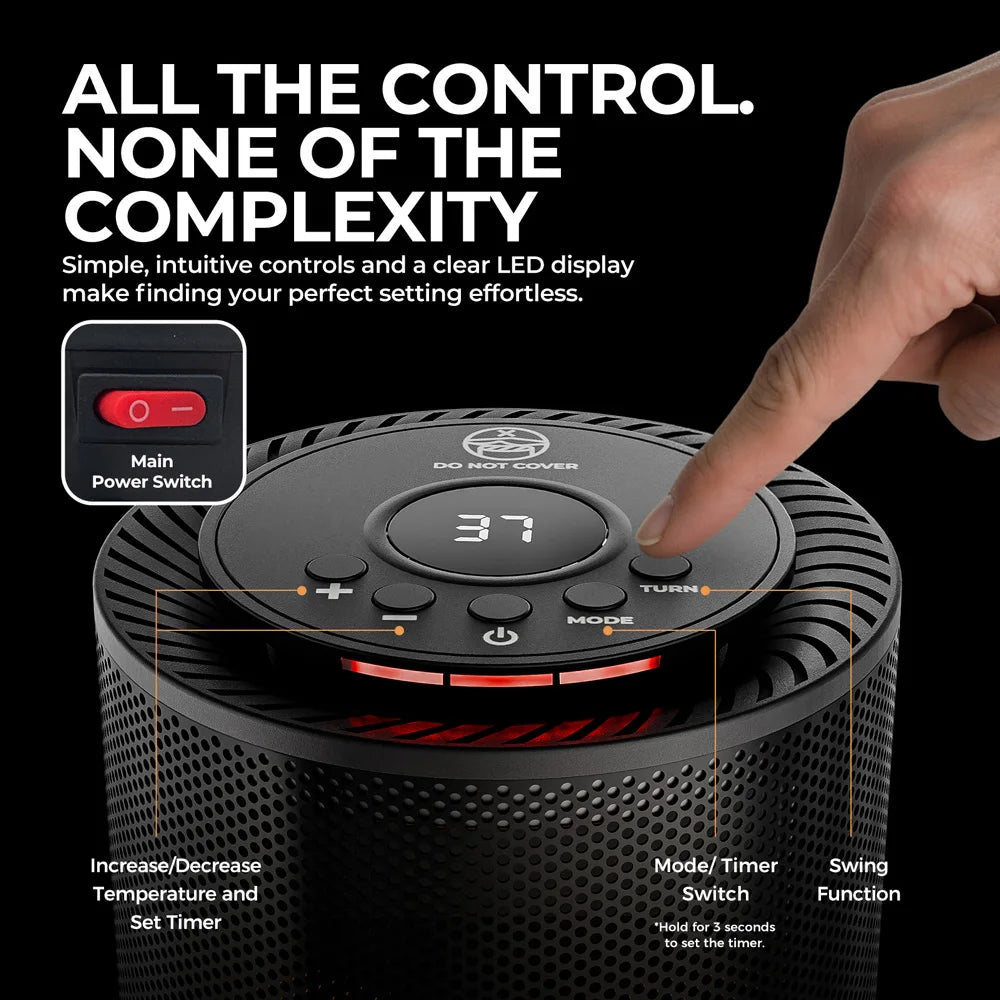 Compacte Keramische Kachel 1200W Oscillerend PTC Ventilatorkachel Bureauverwarmer Slaapkamer Werkkamer | Sulvida