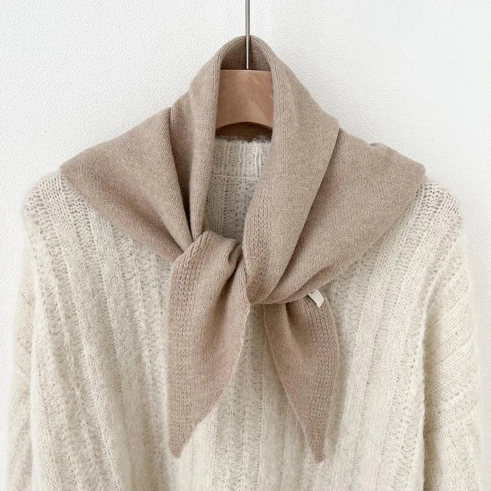 Driehoekige Wollen Sjaal Dames Gebreid Warm Omslagdoek Effen Halsdoek Schoudersjaal Winter Herfst Stijlvol | Sulvida