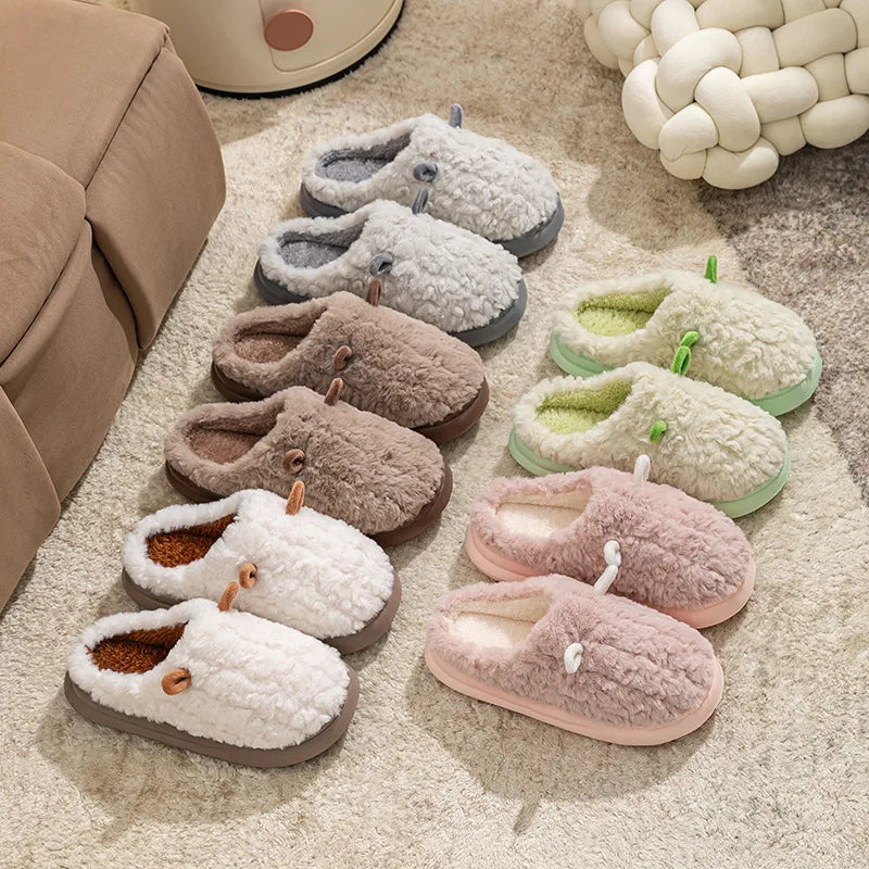 Dames winterpantoffels fleece hoge zool warm gevoerd indoor outdoor antislip huisschoenen comfortabel | Sulvida
