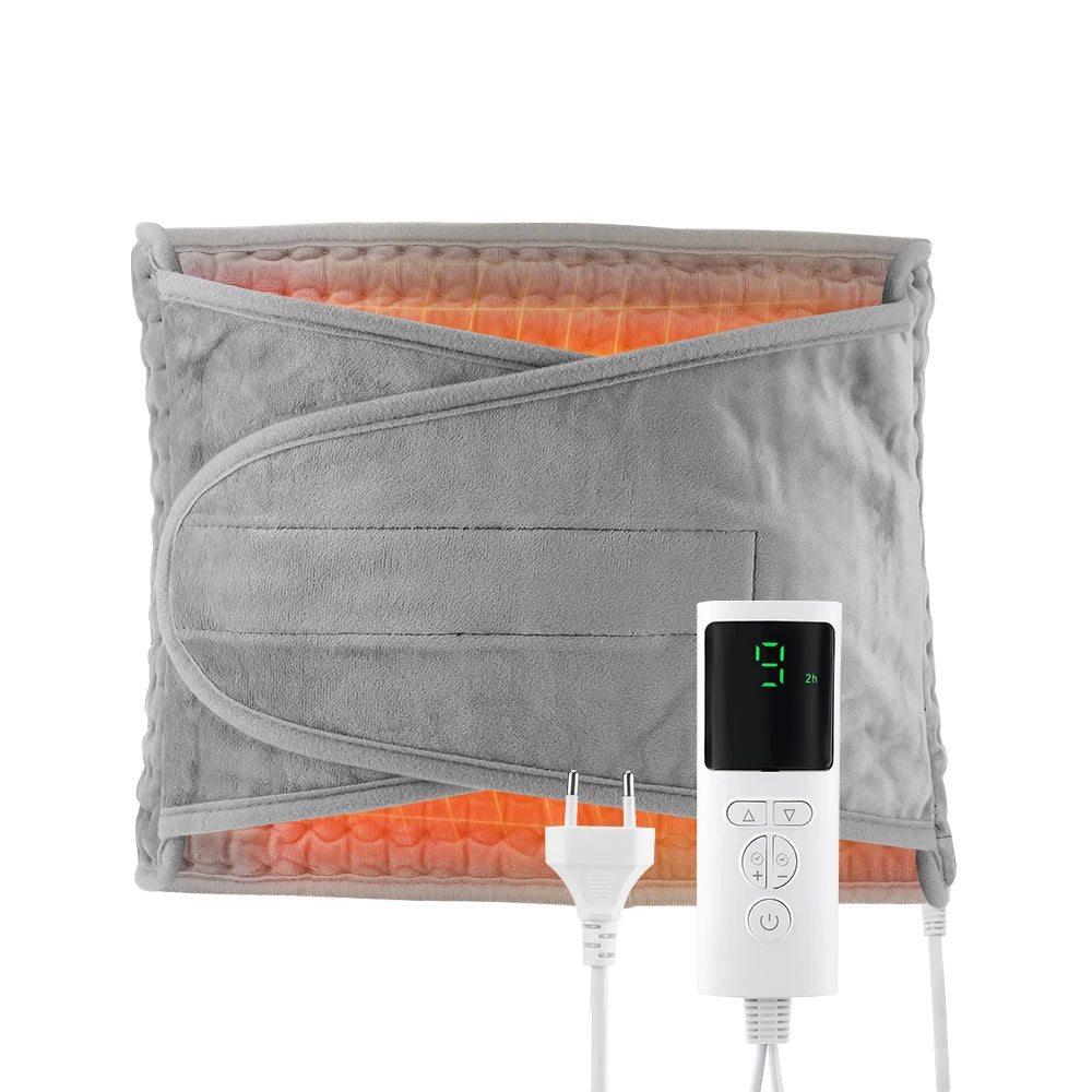 Elektrisch Verwarmingskussen Micropluche Grijs 59x30cm Timer Thermostaat Rug Buik Benen Thuis Kantoor | Sulvida
