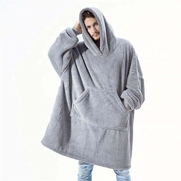 Tragbare Decke mit Kapuze, beidseitiges Fleece, warme Loungewear-Decke für Herbst und Winter | Sulvida
