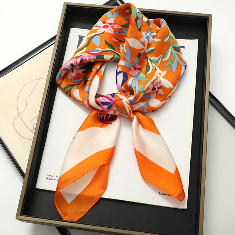 Vierkante Zijden Sjaal Dames Halsdoek Haarband Satijn Hoofdband Multifunctioneel Accessoire 70x70cm Elegante Sjaal | Sulvida