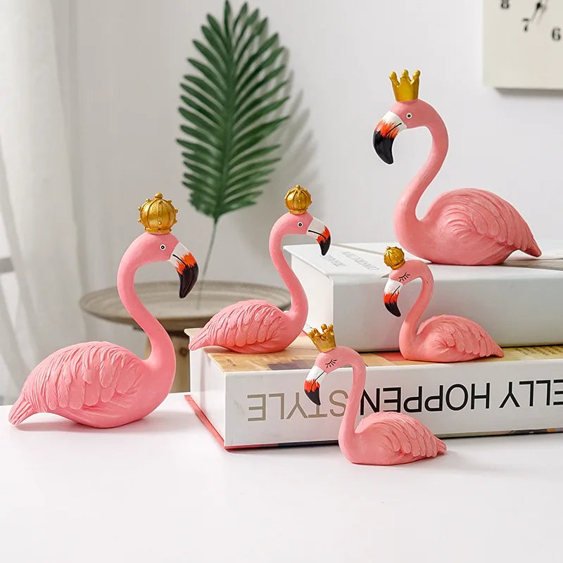 Flamingofiguur Hars Modern Interieuraccent Elegante Decoratie Woonkamer Kantoor Trendy Beeldje Kunstobject | Sulvida
