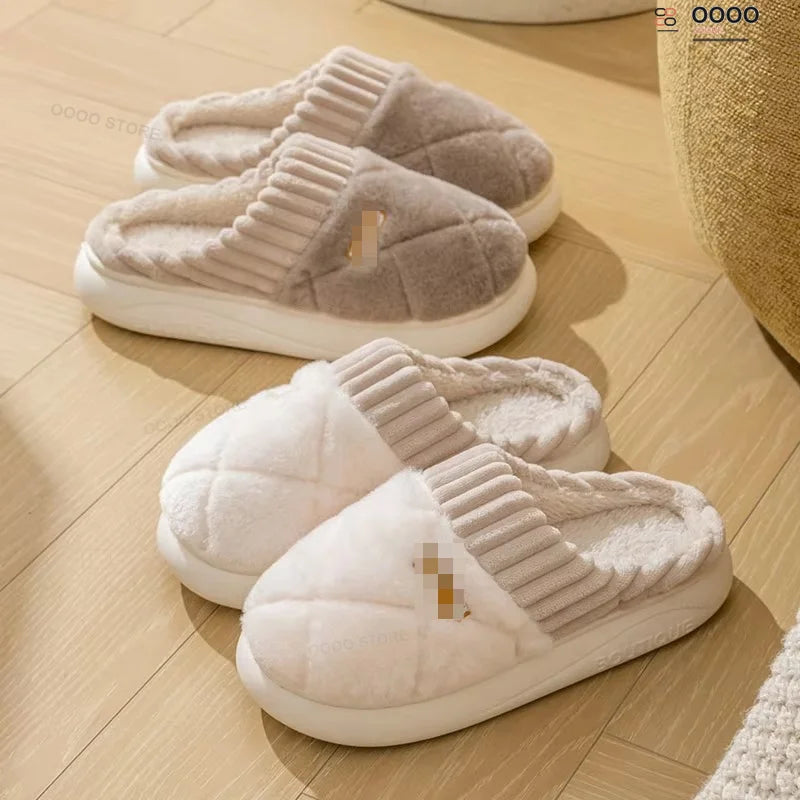 Geruite Pluche Pantoffels – Warme Huisslippers met Dikke Zool voor Binnen Comfortabel Antislip Unisex | Sulvida