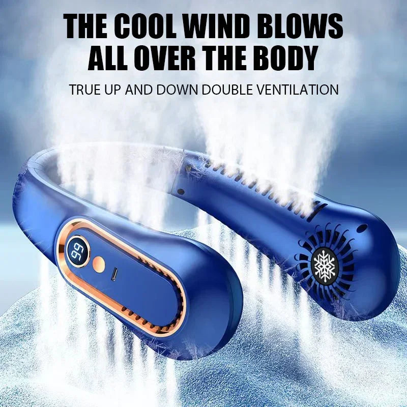 Draagbare Nekventilator Oplaadbaar Handsfree USB Koeling Bladloos 4 Standen Wandelen Outdoor Sport Buiten | Sulvida