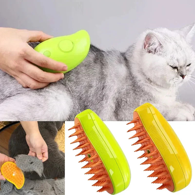3-in-1 Stoomkattenborstel voor Huisdieren Siliconen Verzorgingsborstel Honden Katten Massage Borstel | Sulvida