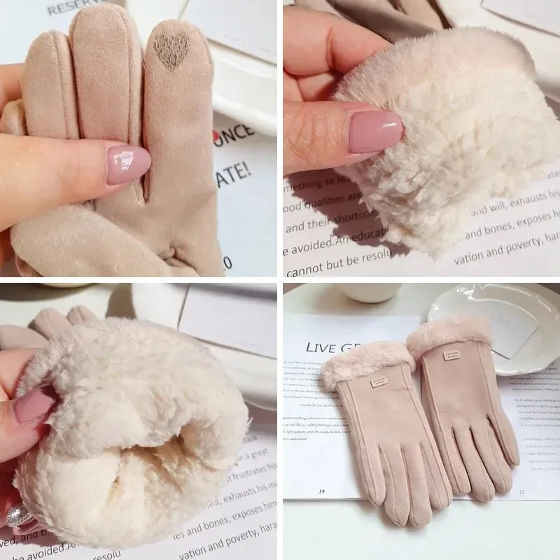 Winter Suède Handschoenen Touchscreen Dames Heren Winterhandschoenen Warm Fleecevoering Kaki Roze Zwart Grijs | Sulvida