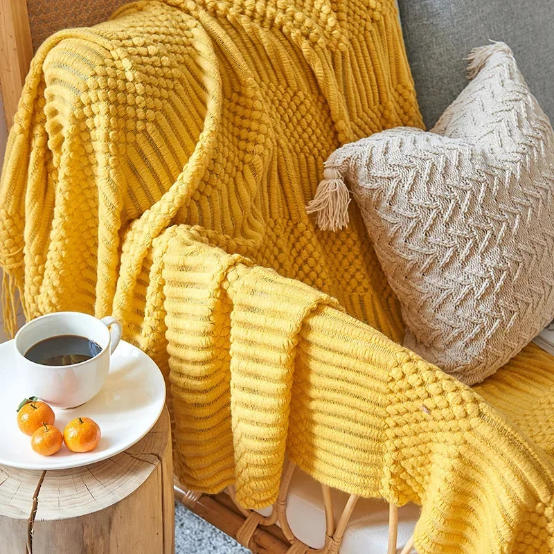 Gebreide Plaid Scandinavisch Design 150x240 cm Acryl Woonplaid Warmte Comfort Decoratief Interieur Woonkamer | Sulvida