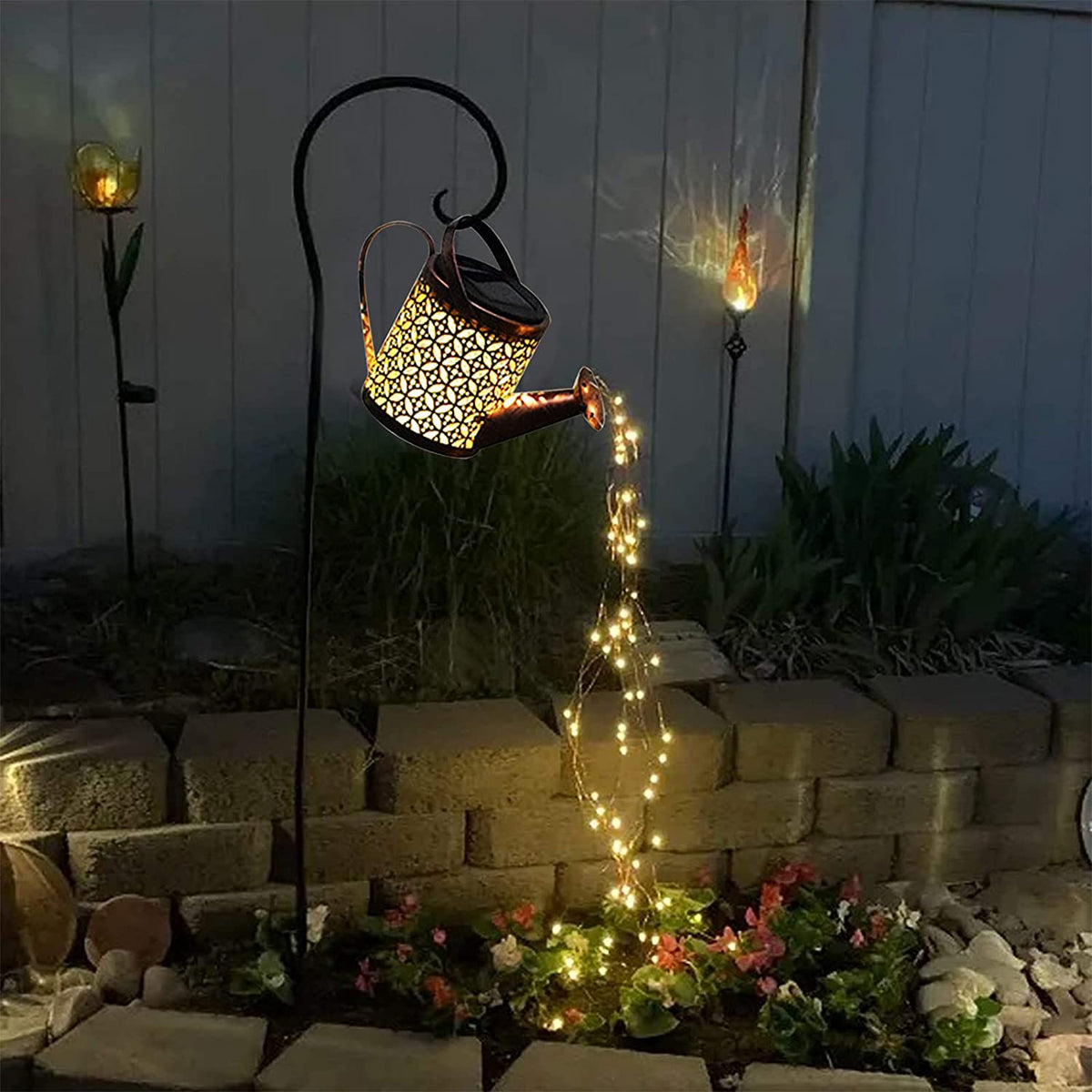 Solar Waterval Lichtslinger 80cm Tuinverlichting Warm Wit LED Decoratief Tuinsfeerlicht Buitenverlichting | Sulvida