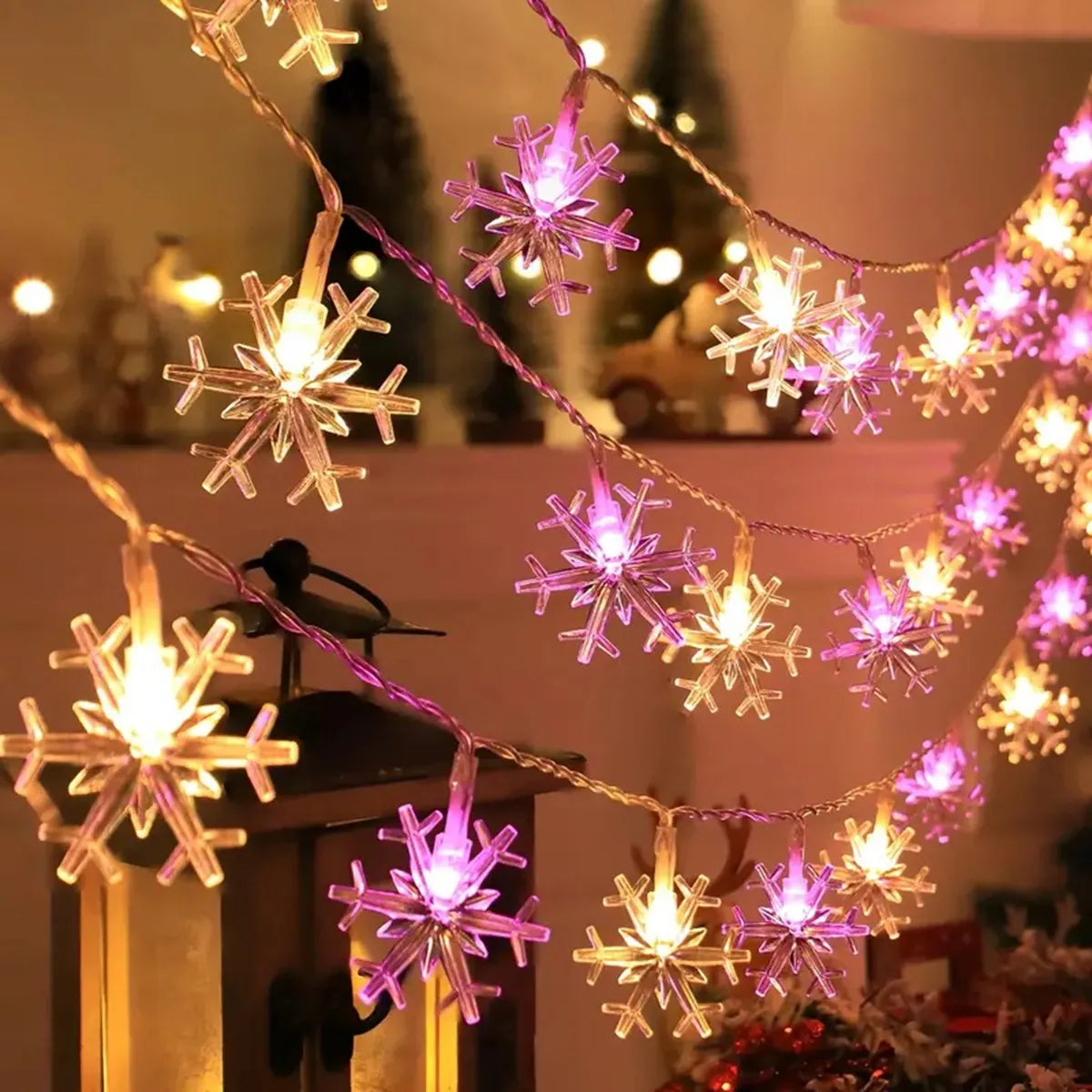 Sneeuwvlok Lichtslinger LED Binnen Buiten Feestverlichting op Batterij Kerstdecoratie Tuinfeest Sfeerverlichting | Sulvida