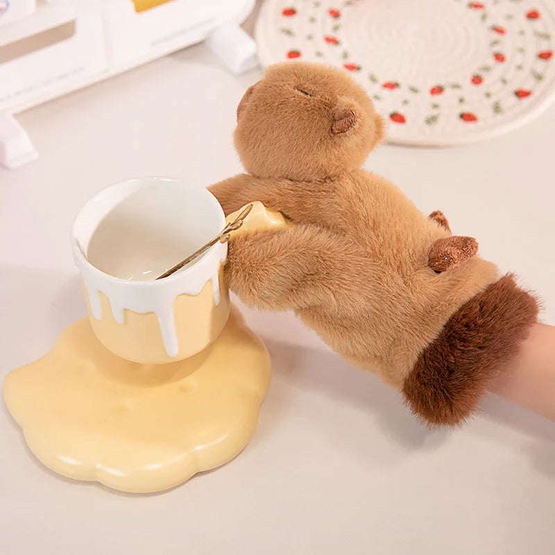 Zachte pluche dieren handschoenen met cartoon-print warm comfortabel voor kinderen winter handjes beschermen | Sulvida