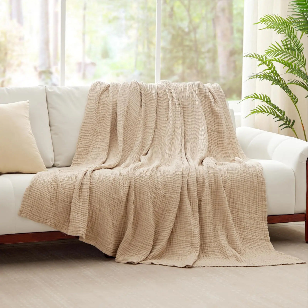 Mousseline Deken Katoen Meerlaags Zacht 198x229 cm Ademend Plaid voor Bed Bank Woonkamer Slaapkamer Decoratief | Sulvida
