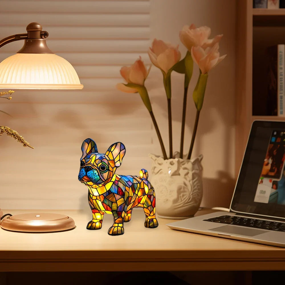 Handgemaakte Decoratieve Hondenlamp met LED-Verlichting voor Sfeervolle Interieurversiering – Warm Wit Licht 3000K voor Woonkamer, Slaapkamer of Kinderkamer | Sulvida