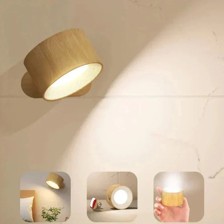 Draadloze Wandlamp Oplaadbaar 360° Draaibaar Dimbaar met Magnetische Bevestiging Modern Design Sfeerlicht | Sulvida
