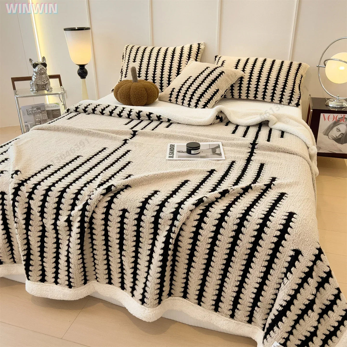 Dubbelzijdige Fleece Deken Geometrisch Patroon 100x150-200x230cm Pluche Winterdeken Bank Bed Slaapkamer | Sulvida