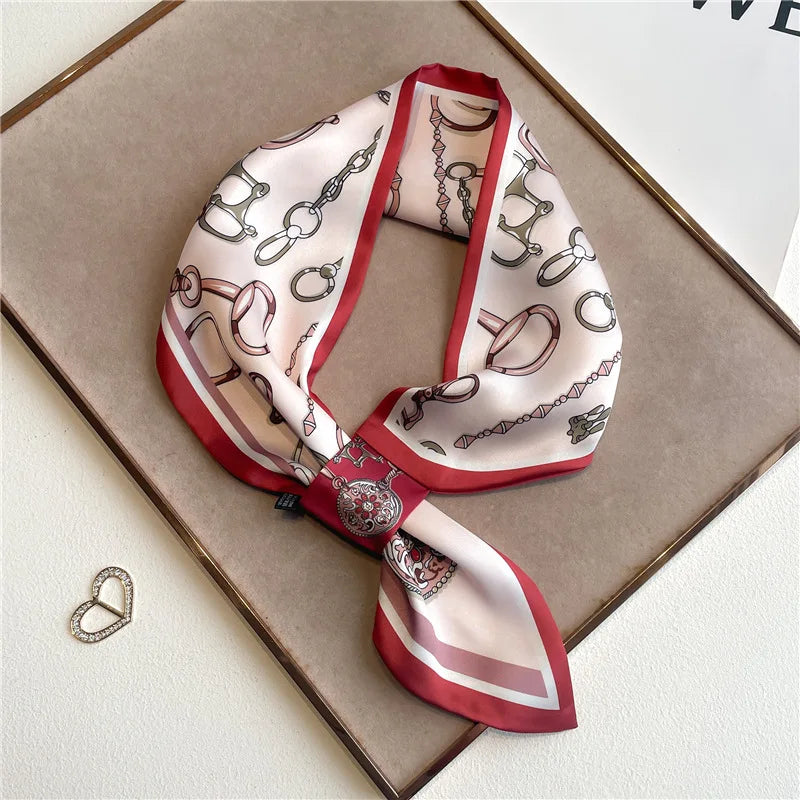 Foulard en satin pour femme à imprimé chevaux, ruban multifonction, écharpe, bandeau, bracelet, bandana, accessoire | Sulvida