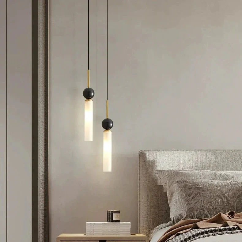 Hanglamp Marmer met Metalen Afwerking voor Eetkamer Slaapkamer Bar Woonkamer Natuursteen Verlichting | Sulvida