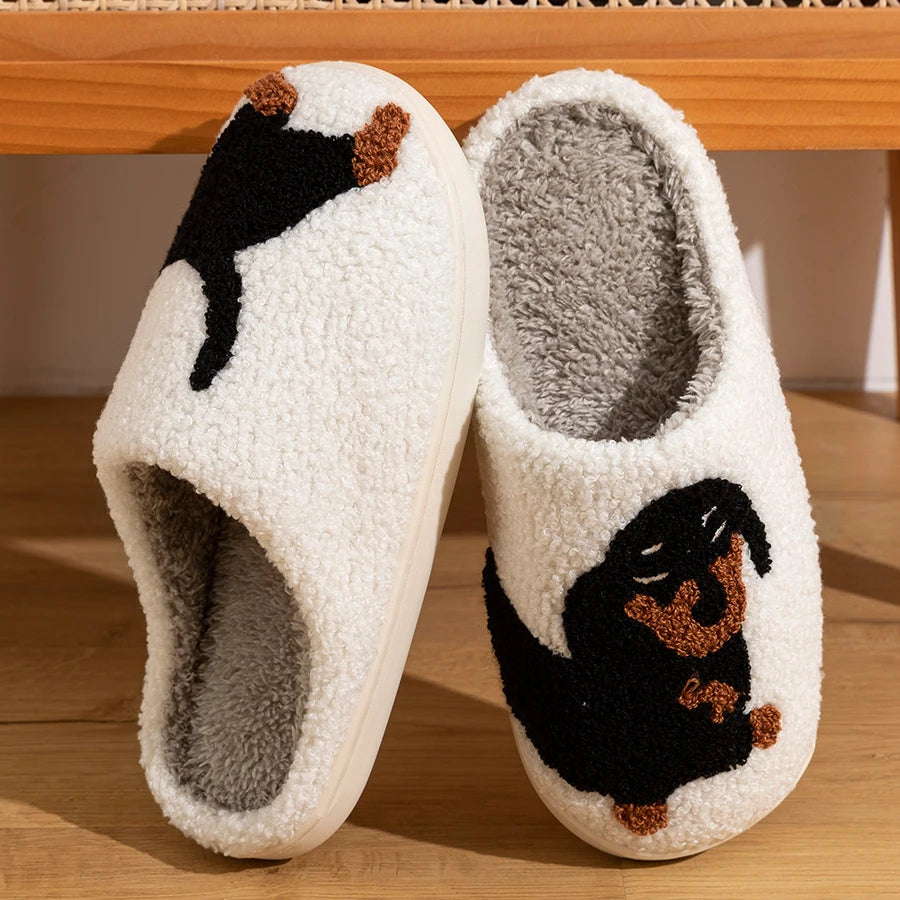 Zachte Teckel Pantoffels Dames Pluche Huisslippers Winter Warm Katoen Instappers Indoor Comfort Antislip | Sulvida