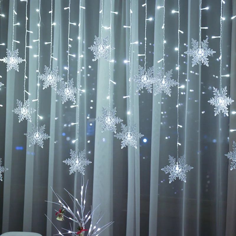 LED Sneeuwvlok Lichtgordijn 3,2 Meter Waterdicht met 8 Lichtmodi voor Feestverlichting Binnen Buiten | Sulvida