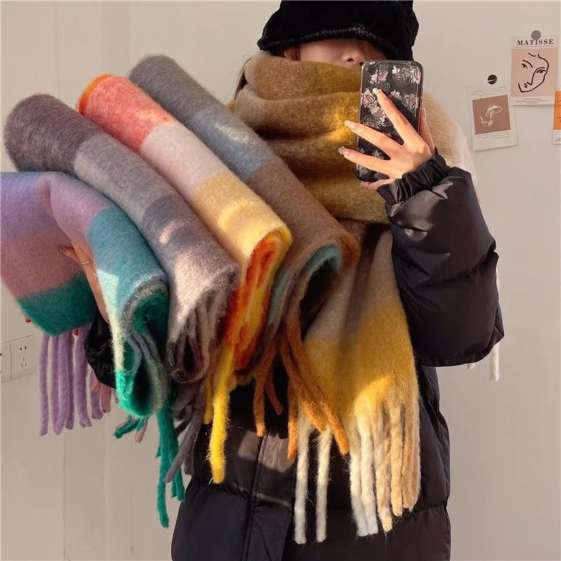 Wollen Gekleurde Sjaal Cashmere Wintersjaal Grote Zachte Schouderdoek Dames Heren 38×230 cm Warm Elegant | Sulvida