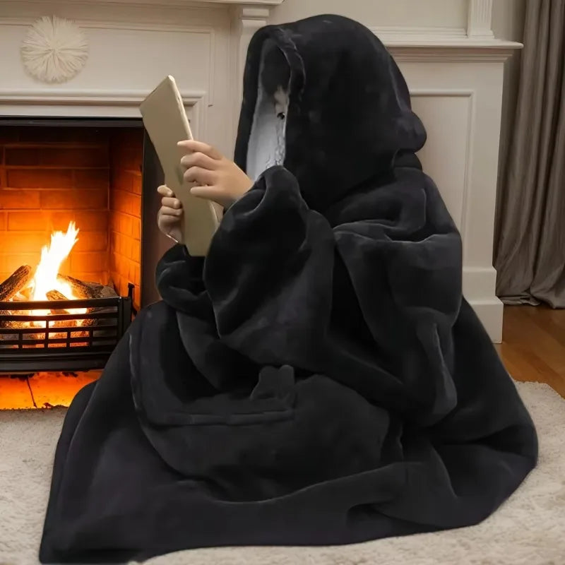 Oversized Draagbare Hoodie Deken Fleece Omkeerbaar met Kangoeroezak Comfort Thuiskleding Lounge Wear | Sulvida