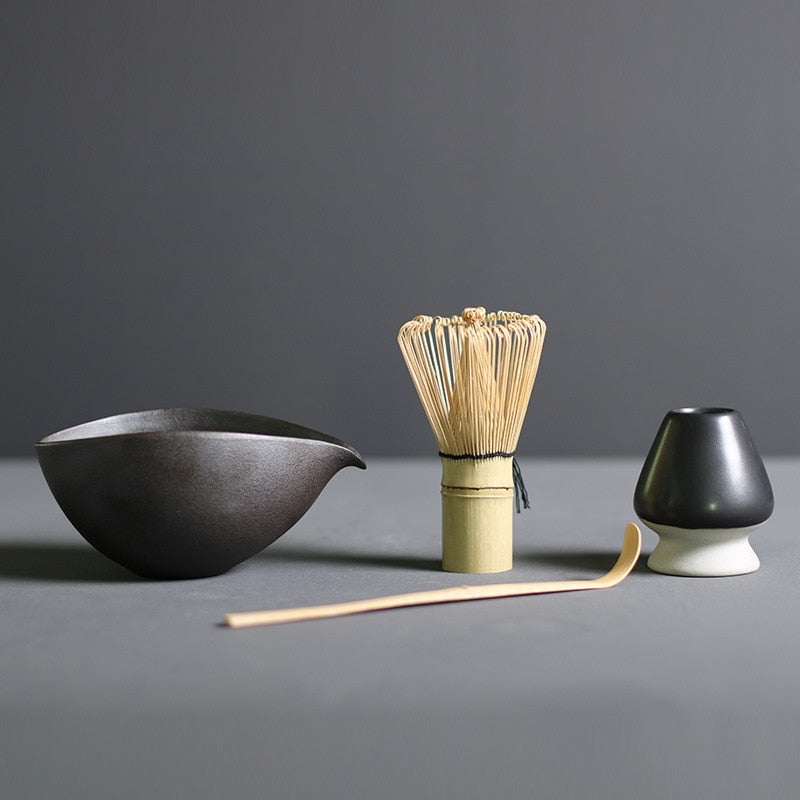 Ceremoniële Matcha Thee Set Bamboe en Keramiek 4-delig Met Klopper Zeef en Kom voor Authentieke Theerituelen | Sulvida
