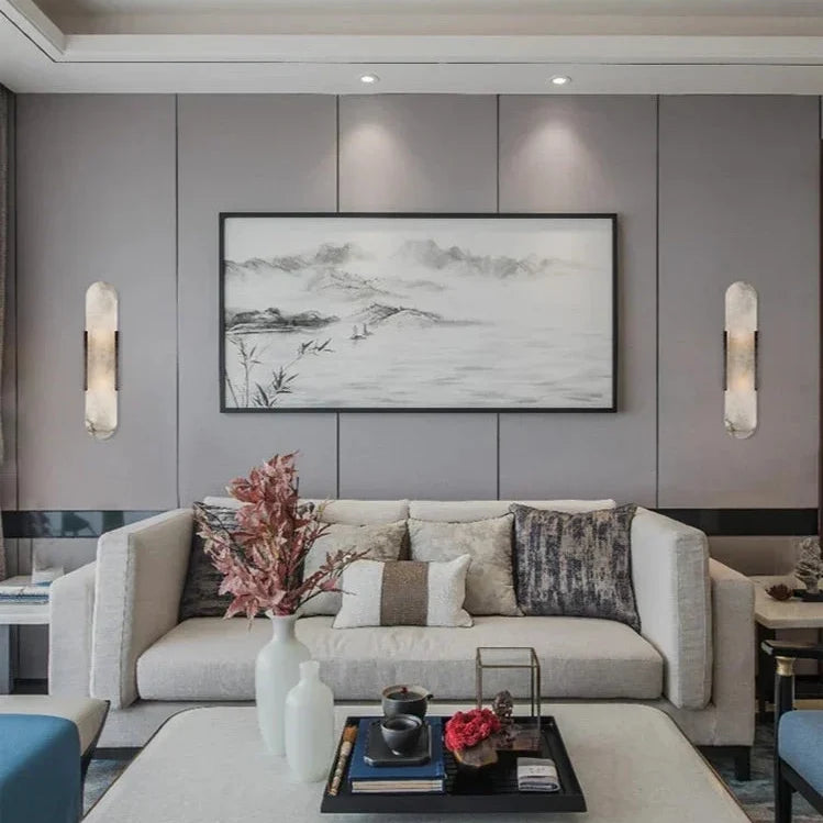 Wandlamp Natuursteen met Metalen Kap Neerwaarts Licht Slaapkamer Woonkamer Hal Warm Sfeerlicht Interieur | Sulvida
