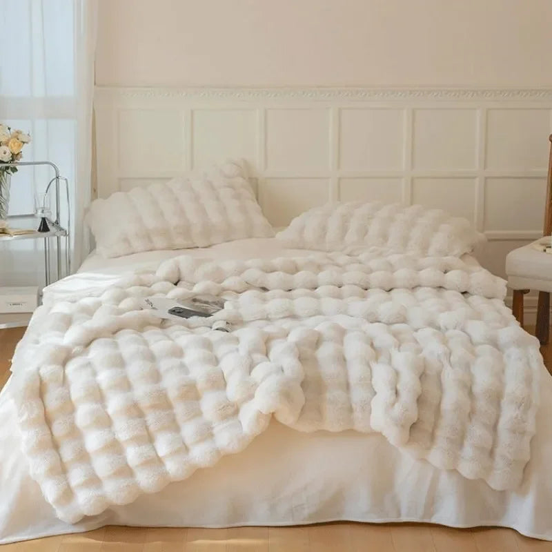 Dubbelzijdige Winterdeken Fluweelzacht Imitatiebont Luxe Plaid Warmtedeken voor Bank en Bed Woonkamer | Sulvida