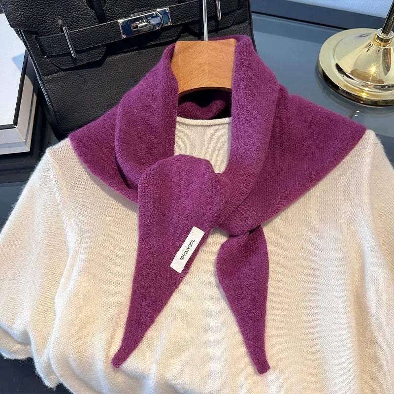 Driehoekige Wollen Sjaal Dames Gebreid Winteraccessoire Effen Design Zachte Omslagdoek Halsdoek Winter | Sulvida