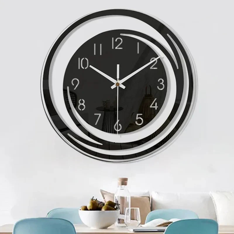 Moderne Wandklok Zwart Acryl – Geometrisch Scandinavisch Design 30-120cm – Stil Uurwerk Woonkamer Slaapkamer | Sulvida