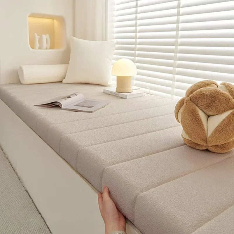 Coussin de banc rectangulaire en velours teddy antidérapant, 80-150 cm, pour banquette, banc de jardin, rebord de fenêtre et banc lounge | Sulvida