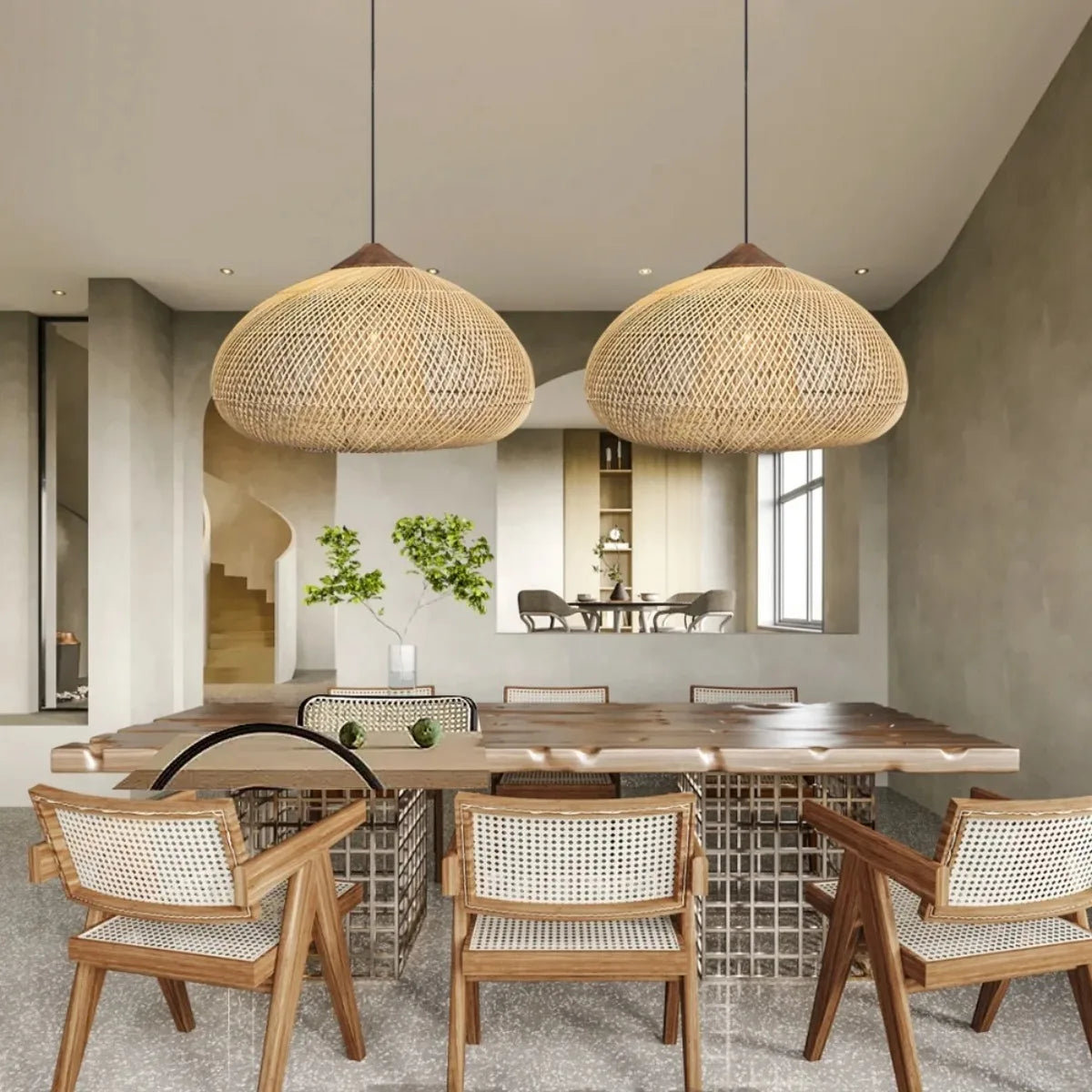 Gevlochten rotan hanglamp met verstelbare kabel natuurlijk woonlichtarmatuur sfeervol bohemian design | Sulvida