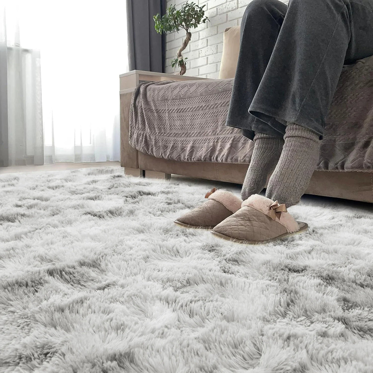 Pluche Vloerkleed Rechthoek Antislip Zachte Tapijt Woonkamer Slaapkamer Badkamer Modern Interieur Decoratief | Sulvida