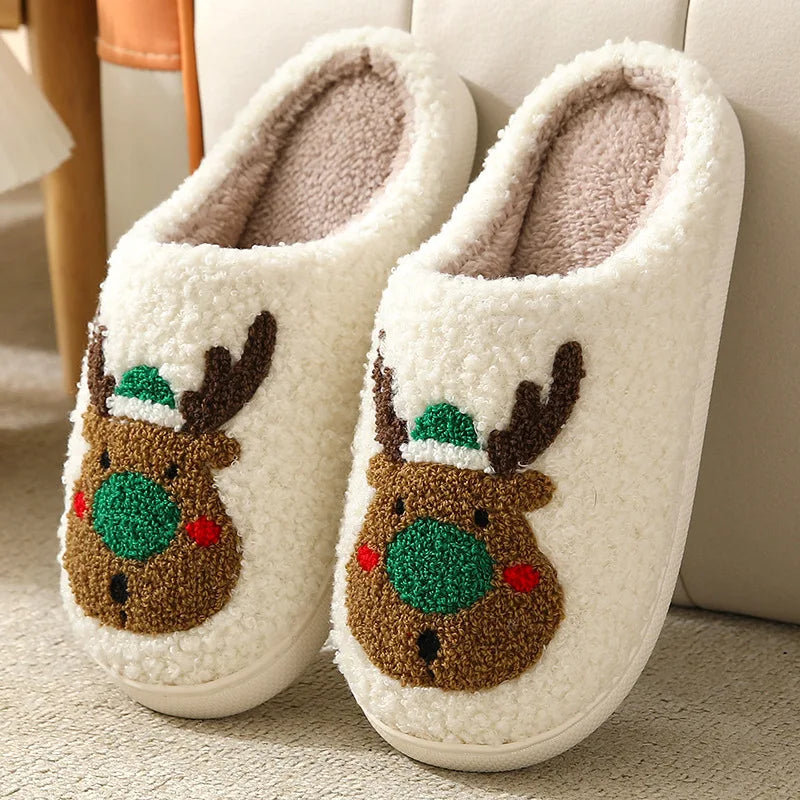 Huisslippers Peperkoek Motief Zachte Pluche Binnenschoenen Winterwarm Dames Heren Unisex Kerstcadeau | Sulvida