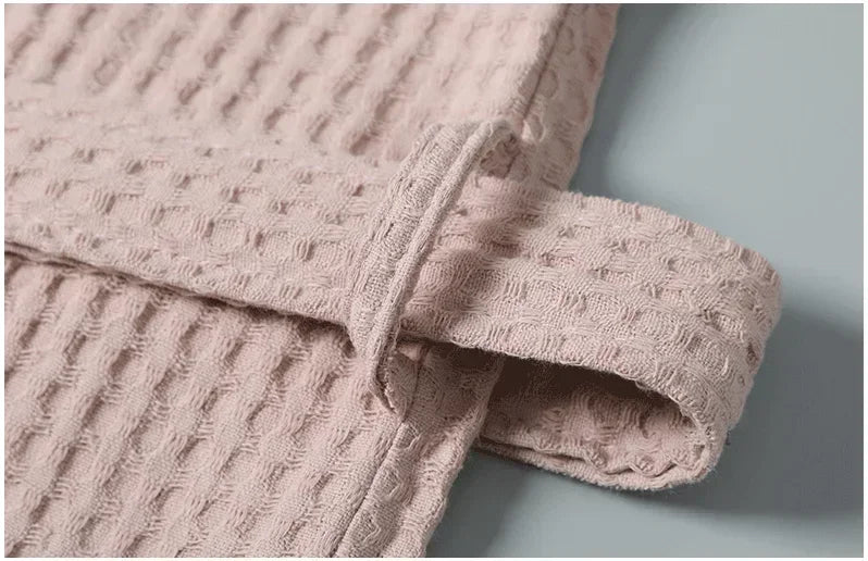 Wafel Badjas Katoen met Lange Mouwen voor Thuis Wellness Spa Sauna Hotel Unisex Ochtendjas Badkamer Comfort | Sulvida