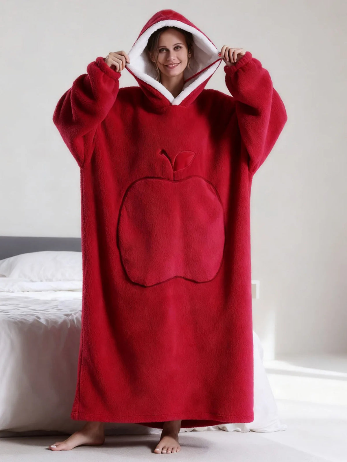 Oversized Hoodie Deken Fleece Sherpa Gevoerd Draagbare Loungewear Zachte Capuchon Mouwen Huis Relax Comfort | Sulvida