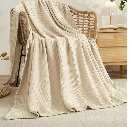 Mousseline Deken 100% Katoen Tweepersoons Gauze Plaid Bank Bed Zacht Ademend Woonkamer Slaapkamer 150x200 | Sulvida
