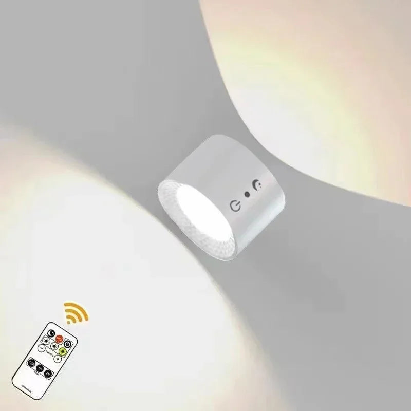 Draadloze LED Wandlamp met Afstandsbediening 360° Draaibaar Oplaadbaar Nachtlampje Slaapkamer Leeslamp | Sulvida