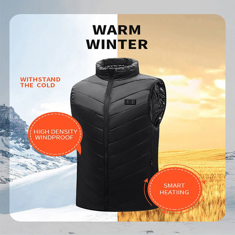 Gilet chauffant USB 21 zones chauffantes hommes femmes noir bleu vêtements de plein air camping randonnée | Sulvida