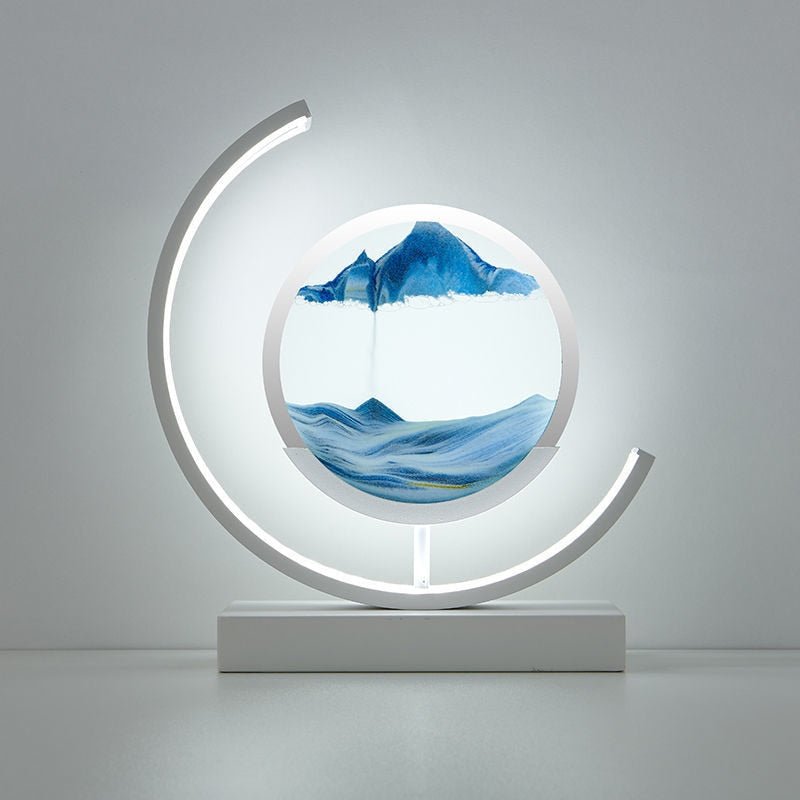 LED Tafellamp met Bewegend Zand Glazen Bol 360° Draaibaar Warm Licht Decoratief Modern Design Sfeerlamp | Sulvida