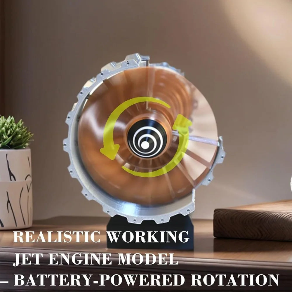 Vliegtuigmotor Miniatuur Display met Turbofan Details Zwarte Basis Industrieel Decoratief Object Luchtvaart | Sulvida