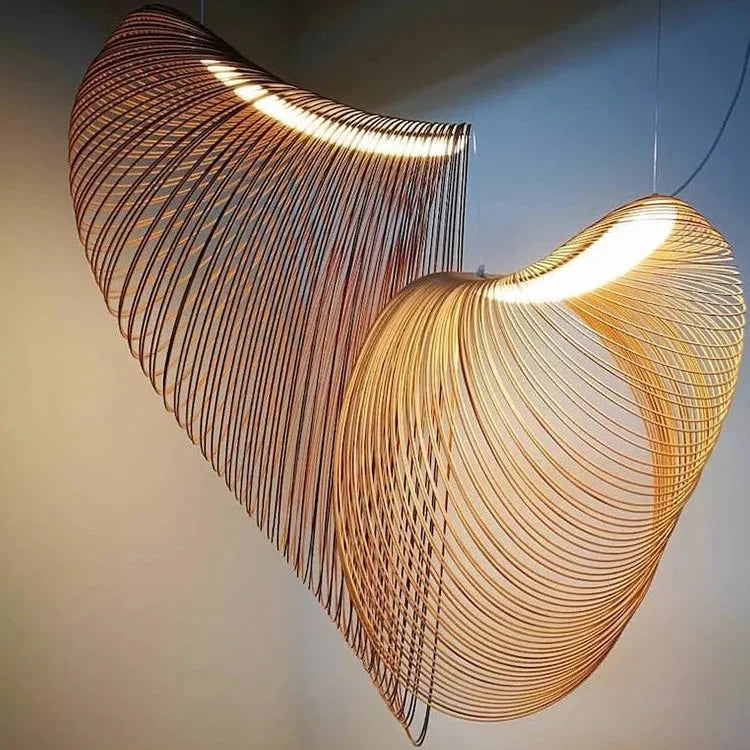 Gevlochten hanglamp bamboe natuurlijk design woonkamer eetkamer slaapkamer sfeerverlichting decoratief | Sulvida