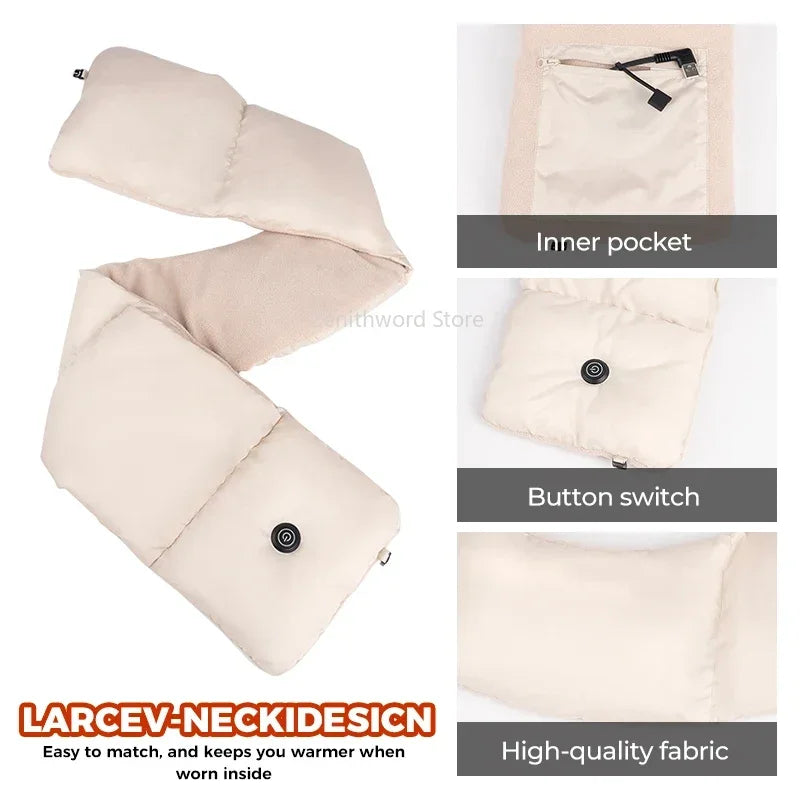 Verwarmde Neksjaal met USB Oplaadbare Batterij Winteraccessoire voor Heren en Dames Outdoor Koud Weer | Sulvida