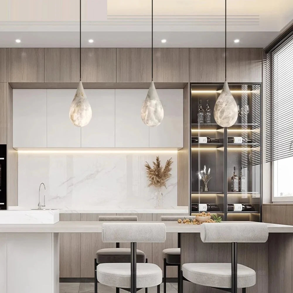 Hanglamp Druppelvorm Natuursteen Dimbaar Eettafel Keukeneiland Slaapkamer Modern Tijdloos Elegante Verlichting | Sulvida