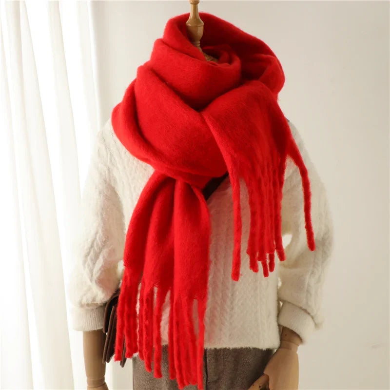 Warme Wintersjaal voor Dames Cashmere Imitatie Gekleurd met Kwasten 240x38cm Diverse Kleuren Zachte Sjaal | Sulvida