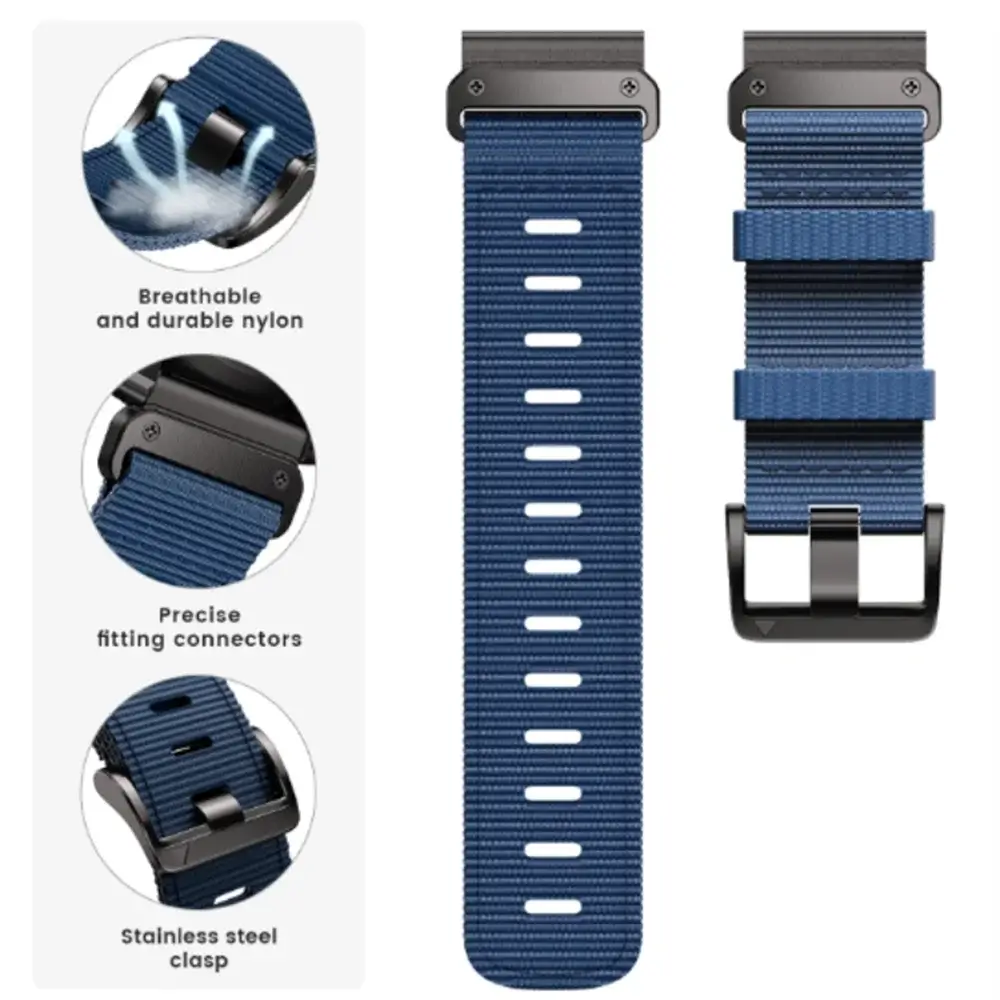 Bracelet de montre tactique en nylon - bracelet de remplacement durable QuickFit noir gris bleu kaki camouflage pour smartwatch | Sulvida