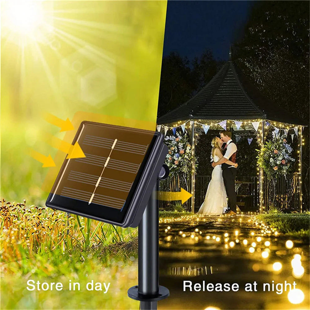 LED Gordijnlichten Zonne-energie Buiten 300 Lampjes Waterbestendig Sfeerverlichting Tuin Patio Feest | Sulvida