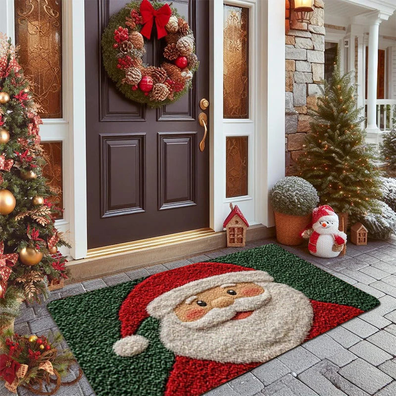 Kerstdeurmat Vrolijk Kerstfeest Antislip Polyester Binnendecoratie Kerstman Feestelijke Entree Mat Huis | Sulvida