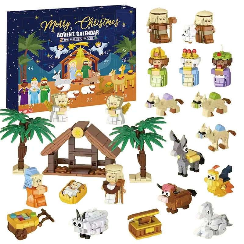 Kerststalfiguren Adventskalender 24 Miniaturen Geboorte Kerst Collectie Decoratie Traditioneel Nativity | Sulvida